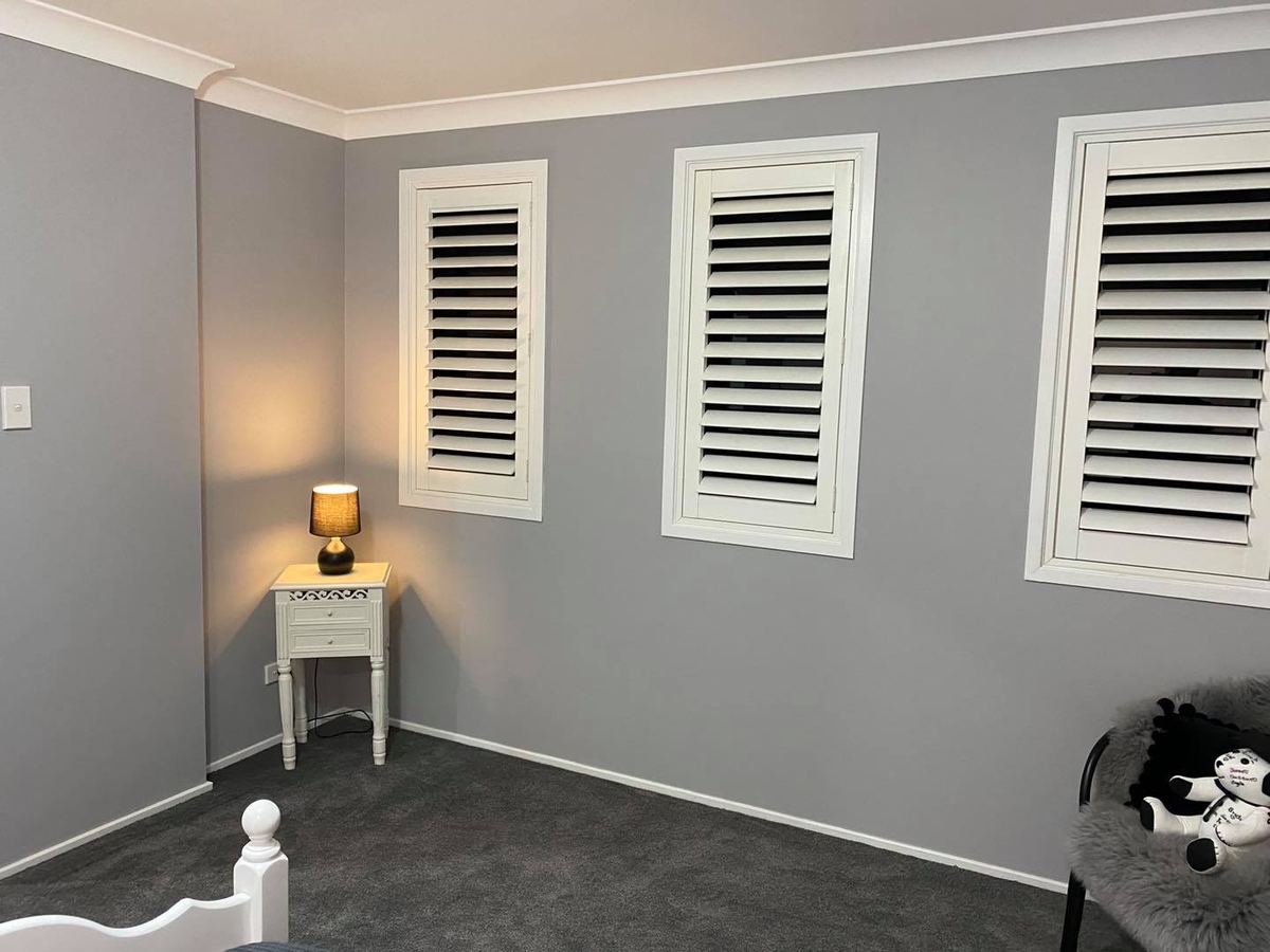 Bedroom with assembled flat pack wardrobe