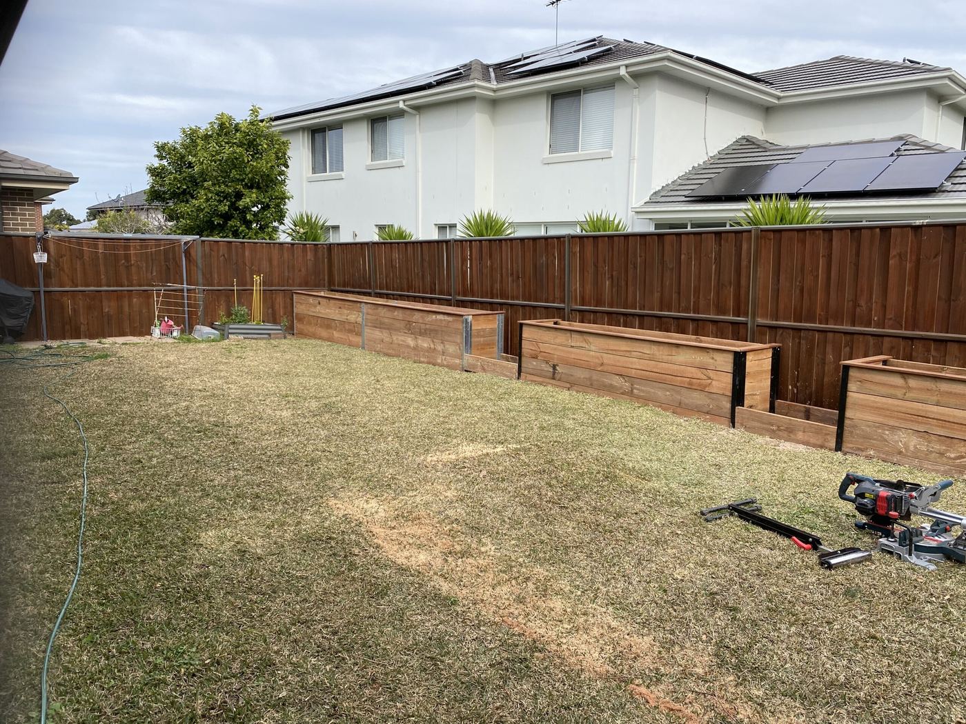 Backyard fencing work